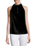 Miranda Velvet Sleeveless Top, Black