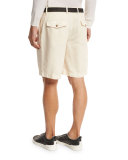 Cotton-Linen Chino Shorts, Light Beige