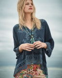 Embroidered V-Neck Blouse 