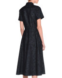Meadow-Print Denim Shirtdress, Dark Navy/Black