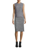 Crochet-Lace Pencil Skirt, Black/White
