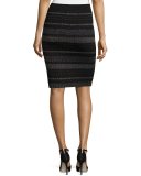 Metallic Striped Pencil Skirt