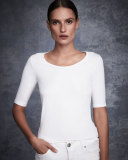 Soft Touch Half-Sleeve Scoop-Neck Top