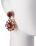 Tiered Crystal Clip-On Drop Earrings, Hot Pink