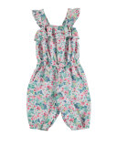 Sleeveless Floral Poplin Jumpsuit, Jade/Multicolor, Size 12-36 Months