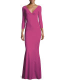 Custom Collection: Saturnnia 3/4-Sleeve Twist-Front Long Gown