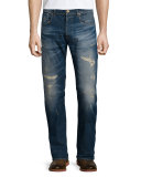 Wils Distressed Slim-Fit Denim Jeans, Blue