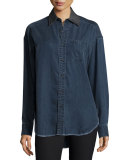 Denim Boyfriend Shirt, Indigo