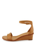 Marcia Leather Demi-Wedge Sandal, Blond