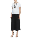 Organic Cotton Wide-Leg Cropped Pants, Black