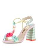Lilico Floral Mid-Heel Sandal, Pearl Blue