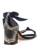 Clarita Suede & Python City Sandal, Petrol