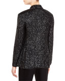 Eve Sequined Open-Front Jacket, Black