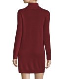 Oscar Cashmere Turtleneck Sweater Dress, Burnt Scarlet