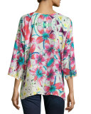 Barra 3/4-Sleeve Floral-Print Blouse, Plus Size 