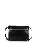 Smooth-Leather Messenger Bag, Black