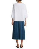 Bolarin 3/4-Sleeve Stretch-Poplin Top, White
