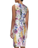 Sleeveless Floral-Print Cocktail Dress, Artistic Floral