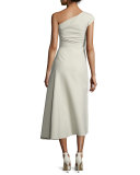 Linus One-Shoulder Midi Dress, Oyster
