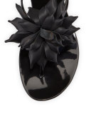 davina flower jelly thong sandal, black
