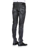 Cool Guy Distressed Washed Denim Jeans, Black