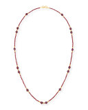 Long Beaded Ruby Necklace, 38"