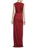 Taley Sleeveless Maxi Wrap Dress, Garnet