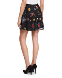 Blaise Floral-Embroidered Lace Mini Skirt
