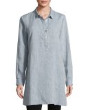 Long-Sleeve Henley Tunic, Chambray