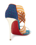 Elastigram Cross-Strap Red Sole Sandal, Multicolor