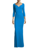 Ablkaramm 3/4-Sleeve Column Gown, Mare