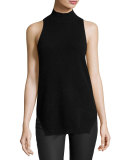 Logan Sleeveless Racerback Cashmere Top, Black