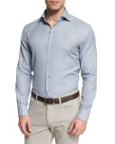Link-Print Long-Sleeve Sport Shirt, Blue