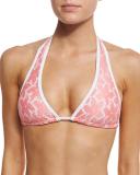 Daisy Lace Bikini Swim Top, Pink Coral