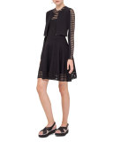 Sleeveless Lace-Trim Fit-&-Flare Dress, Black
