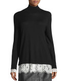 Fredrika Lace-Trim Mock-Neck Sweater