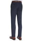 Standard-Fit Striped Seersucker Trousers, Navy