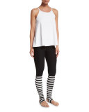 Bumble Rhythm Striped Stirrup Leggings, Black/White