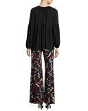 Wide-Leg Printed Jersey Pants 