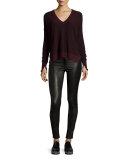 Taylor Merino Wool V-Neck Sweater, Port