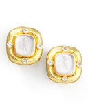 Putto Intaglio Clip/Post Earrings, Crystal