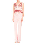 Serge Zip-Front Flare-Leg Pants, Shell Pink