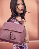 james street sparrow leather satchel bag, rich rum raisin