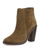 Cloee Suede Ankle Boot, Deep Olive