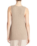 Cotton Waffle-Stitch Sweater Tank Top
