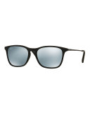 Junior Mirrored Wayfarer Sunglasses, Black/Silver