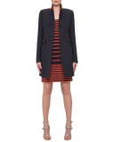 Sleeveless Striped Scoop-Neck Dress, Navy/Rust