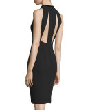 Sleeveless Sheath Dress W/Back Cutouts, Black