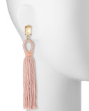 Long Woven Tassel Earrings, Soft Petal