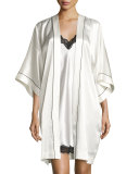 Contrast-Trimmed Silk Kimono Robe